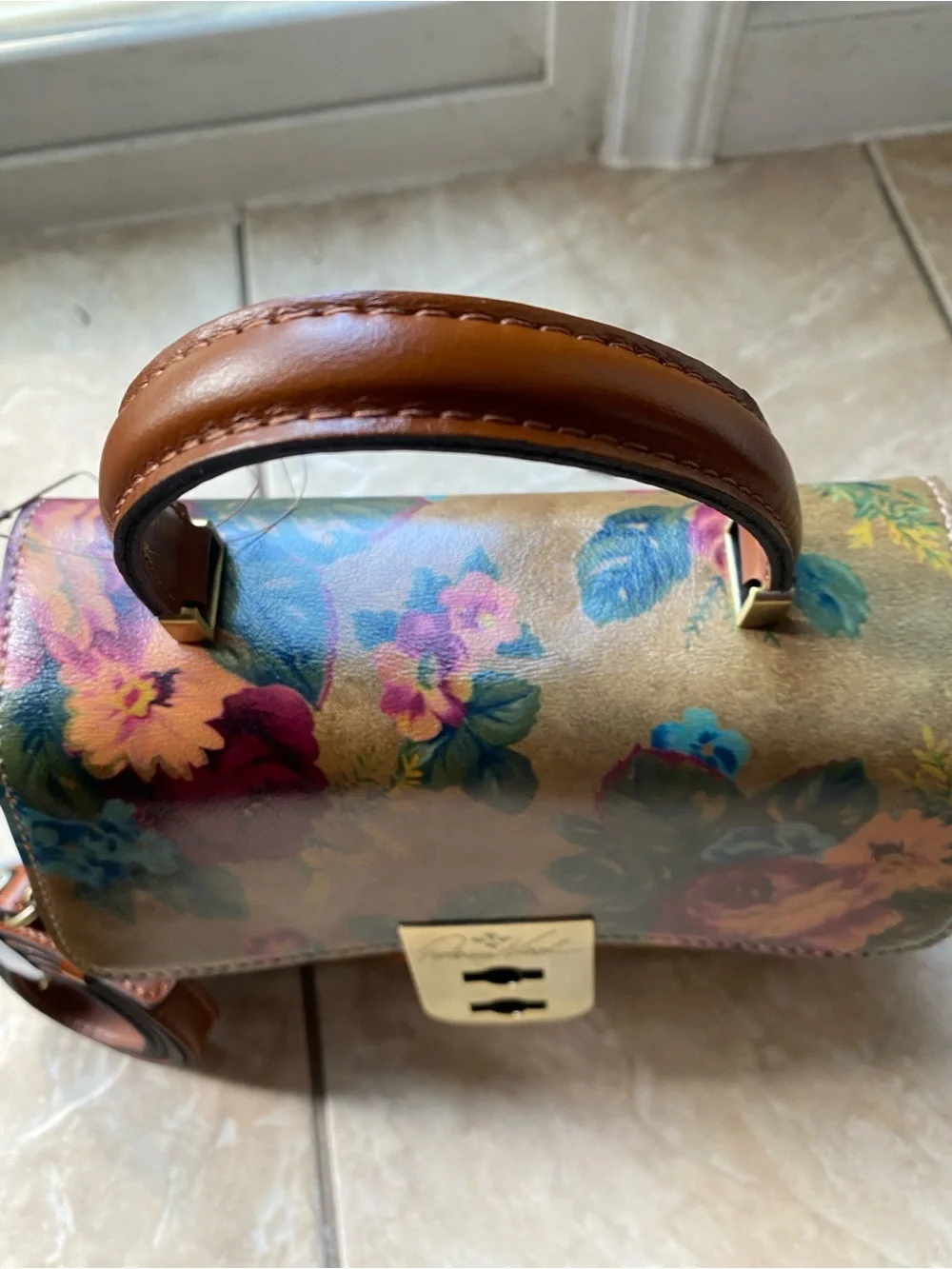Patricia Nash Floral Top-Handle Satchel - Brown, Burgundy, Green, Blue